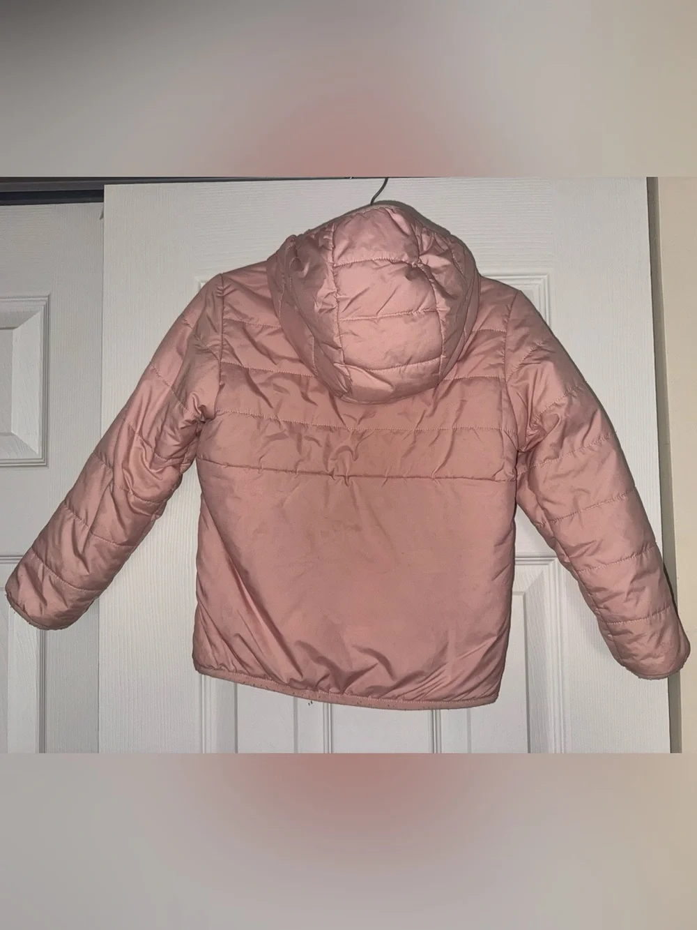 The North Face Reversible Girls Pink Hooded Puffer Jacket (Size 5)